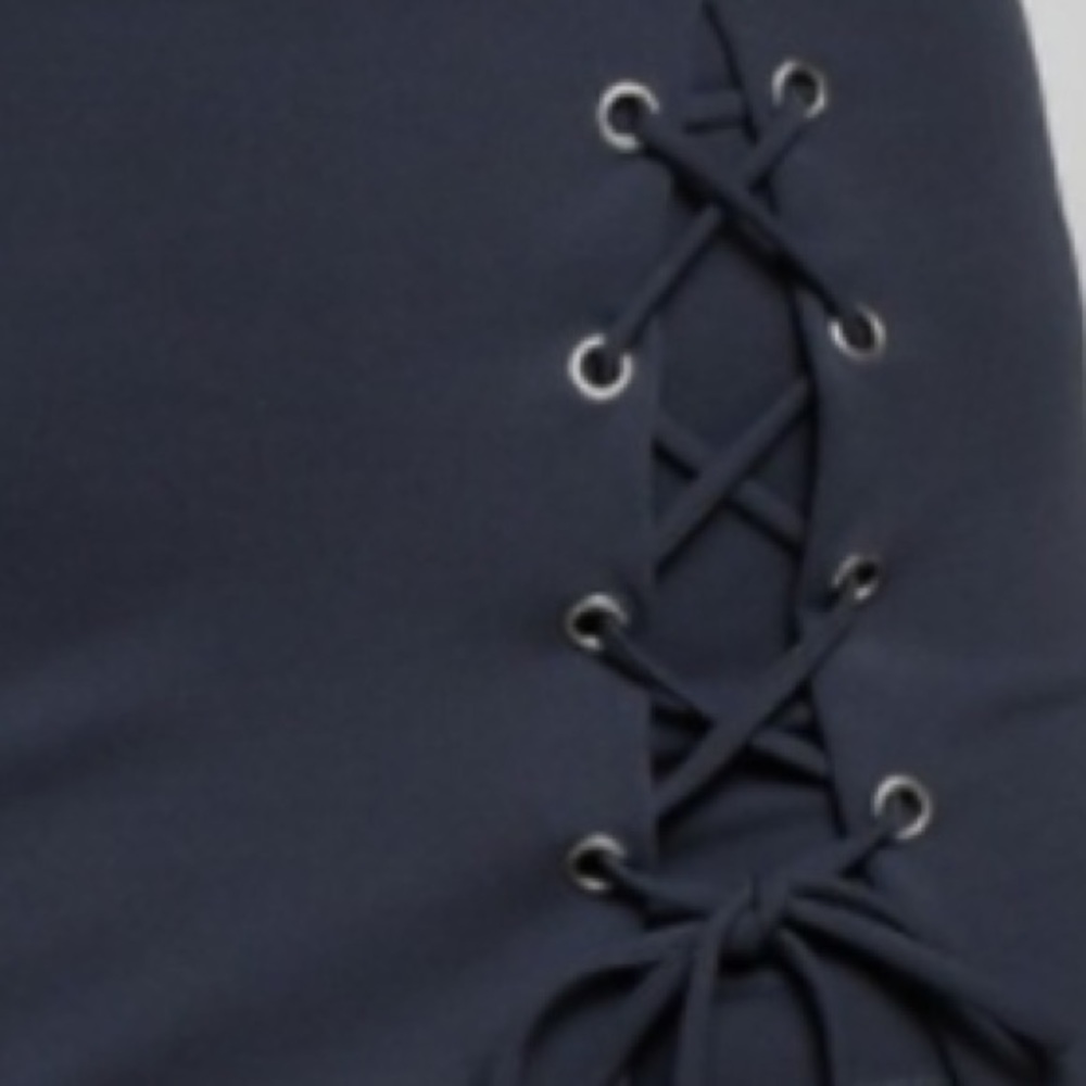 Dark Gray Lace Up Skort - Picture 4 of 7